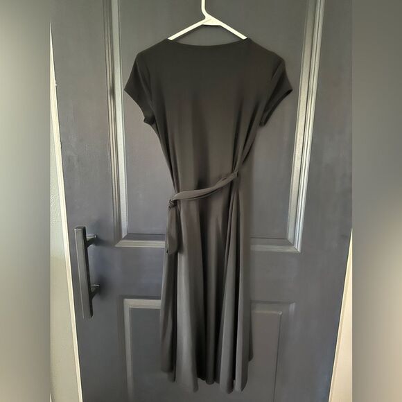 Chaps Black Wrap Dress Side Tie Cap Sleeve Size Small - Picture 2 of 3